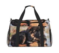 Bolsa de viaje con estampado de cachorro de pastor alemán, bolsa de fin de semana, bolsa de entrenamiento, bolsa de yoga, bolsa de lona para artículos personales para Audlts, Black, Talla única