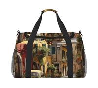 Bolsa de viaje con estampado de calle italiana, bolsa de transporte de 50 x 33 x 25,9 cm, elegante bolsa para gimnasio