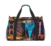Bolsa de viaje con estampado de calles de la ciudad de Nueva York, para fin de semana, para viajes, mujeres, hombres, gimnasio, equipaje de mano, Black, Talla única