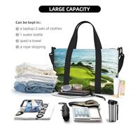 Bolsa de viaje con estampado de campo de golf para playa, bolsa de viaje, bolsa de artículos personales, para viajes, gimnasio, deportes, fin de semana, Black, Talla única