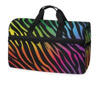Bolsa de viaje con estampado de cebra arcoíris para hombres, mujeres, niños, niñas y adolescentes, bolsa de gimnasio deportiva de gran tamaño con compartimento para zapatos, bolsa de entrenamiento