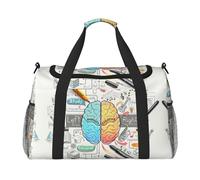 Bolsa de viaje con estampado de cerebro humano, bolsa de fin de semana, bolsa de entrenamiento, bolsa de yoga, bolsa de lona para artículos personales para Audlts, Black, Talla única