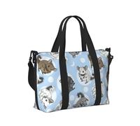 Bolsa de viaje con estampado de chinchillas azules y lunas, bolsa de mano para fin de semana, para viajes, gimnasio, yoga