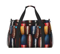Bolsa de viaje con estampado de cordones de fútbol americano, bolsa de transporte de 19.7 x 13 x 10.2 pulgadas, elegante bolsa para gimnasio