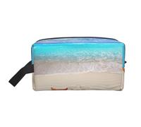 Bolsa de viaje con estampado de estrella de mar y playa para mujeres y hombres, gran capacidad para cosméticos, accesorios, artículos de tocador, champú y artículos esenciales