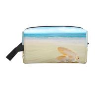 Bolsa de viaje con estampado de estrella de mar y playa para mujeres y hombres, gran capacidad para cosméticos, accesorios, artículos de tocador, champú y artículos esenciales