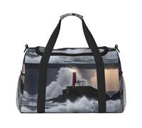 Bolsa de viaje con estampado de faro en tormenta, para uso diario, gran capacidad, elegante y funcional, Negro -, Talla única