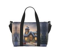 Bolsa de viaje con estampado de Feliz Navidad, para gimnasio y viajes, ideal para escapadas deportivas de fin de semana, color negro, talla única, Black, Talla única