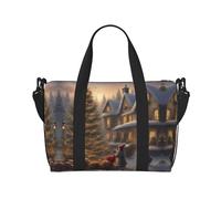 Bolsa de viaje con estampado de Feliz Navidad, para gimnasio y viajes, ideal para escapadas deportivas de fin de semana, color negro, talla única, Black, Talla única