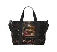 Bolsa de viaje con estampado de Feliz Navidad, para gimnasio y viajes, ideal para escapadas deportivas de fin de semana, color negro, talla única, Black, Talla única