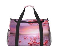Bolsa de viaje con estampado de flamencos rosas, bolsa de fin de semana, bolsa de entrenamiento, bolsa de yoga, bolsa de lona para artículos personales para Audlts, Black, Talla única
