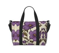 Bolsa de viaje con estampado de flores moradas de ensueño con correa ajustable para el hombro, adecuada para viajes y deportes