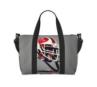 Bolsa de viaje con estampado de fútbol americano, bolsa de lona de entrenamiento, bolsa de hombro para noche, bolsa de fin de semana para mujeres y hombres, Negro -, Talla única
