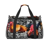 Bolsa de viaje con estampado de gallo de pollo, bolsa de fin de semana, bolsa de entrenamiento, bolsa de yoga, bolsa de lona para artículos personales para Audlts, Black, Talla única