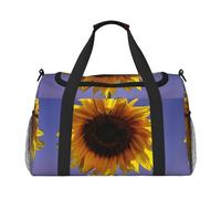 Bolsa de viaje con estampado de girasoles, bolsa de fin de semana, bolsa de gimnasio, bolsa de noche, artículos esenciales de viaje para mujeres y hombres, Black, Talla única