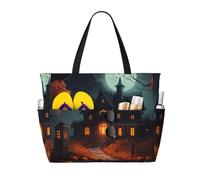 Bolsa de viaje con estampado de Halloween aterradora para playa, bolsa de bolsillo inteligente, para vacaciones de verano, senderismo, camping, actividades al aire libre