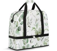 Bolsa de viaje con estampado de hojas de eucalipto para mujeres y hombres, bolsas de fin de semana, bolsa de viaje plegable y separada, bolsa de mano de 47 L para deportes, gimnasio, yoga, color, 47