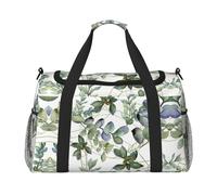 Bolsa de viaje con estampado de hojas de eucalipto verde, bolsa de fin de semana, bolsa de entrenamiento, bolsa de yoga, bolsa de lona para artículos personales para Audlts, Black, Talla única