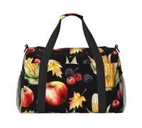 Bolsa de viaje con estampado de hojas de otoño con texto "Happy Thanksgiving Day", bolsa de viaje de 19.7 x 13 x 10.2 pulgadas, elegante bolsa para gimnasio
