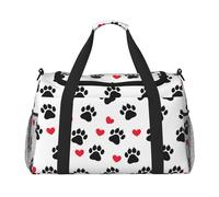 Bolsa de viaje con estampado de huellas de corazón, bonita huella de gimnasio, bolsa de fin de semana para hombres y mujeres, equipaje de mano ligero para entrenamiento y vacaciones