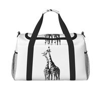 Bolsa de viaje con estampado de jirafa africana, bolsa de fin de semana, bolsa de entrenamiento, bolsa de yoga, bolsa de lona para artículos personales para Audlts, Black, Talla única