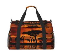 Bolsa de viaje con estampado de jirafa africana, bolsa de fin de semana, bolsa de entrenamiento, bolsa de yoga, bolsa de lona para artículos personales para Audlts, Black, Talla única