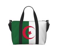 Bolsa de viaje con estampado de la bandera de Argelia, bolsa de equipaje de mano, bolsa de gimnasio, bolsa de fin de semana, Negro -, Talla única