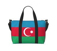 Bolsa de viaje con estampado de la bandera de Azerbaiyán, bolsa de equipaje de mano, bolsa de gimnasio, bolsa de fin de semana, bolsa de noche, color negro, talla única, Negro, One Size