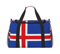 Bolsa de viaje con estampado de la bandera de Islandia, bolsa de viaje de gran capacidad, elegante bolsa funcional, Negro -, Talla única