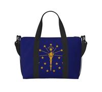 Bolsa de viaje con estampado de la bandera del estado de Indiana, bolsa de equipaje, bolsa de gimnasio, bolsa de fin de semana, bolsa de noche, color negro, talla única, Negro, One Size
