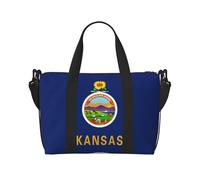 Bolsa de viaje con estampado de la bandera del estado de Kansas State, bolsa de equipaje de mano, bolsa deportiva para gimnasio, bolsa de fin de semana, Negro -, Talla única