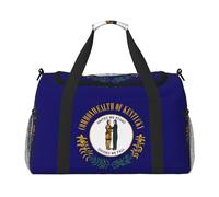 Bolsa de viaje con estampado de la bandera del estado de Kentucky, bolsa de fin de semana, bolsa de gimnasio, bolsa de noche, artículos esenciales de viaje para mujeres y hombres, Black, Talla única