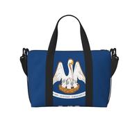 Bolsa de viaje con estampado de la bandera del estado de Louisiana, bolsa de equipaje de mano, bolsa de gimnasio, bolsa de fin de semana, Negro -, Talla única