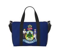 Bolsa de viaje con estampado de la bandera del estado de Maine, bolsa de equipaje, bolsa de gimnasio, bolsa de fin de semana, bolsa de noche, color negro, talla única, Negro, One Size