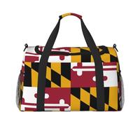 Bolsa de viaje con estampado de la bandera del estado de Maryland, bolsa de fin de semana, bolsa de gimnasio, bolsa de noche, artículos esenciales de viaje para mujeres y hombres, Black, Talla única