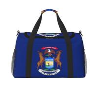 Bolsa de viaje con estampado de la bandera del estado de Michigan, bolsa de fin de semana, bolsa de entrenamiento, bolsa de yoga, bolsa de lona para artículos personales para Audlts, Black, Talla