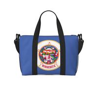 Bolsa de viaje con estampado de la bandera del estado de Minnesota, bolsa de lona de entrenamiento, bolsa de hombro para noche, bolsa de fin de semana para mujeres y hombres, Negro -, Talla única