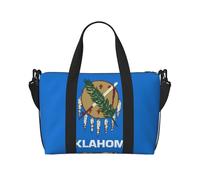 Bolsa de viaje con estampado de la bandera del estado de Oklahoma, bolsa de equipaje de mano, bolsa deportiva para gimnasio, bolsa de fin de semana, color negro, talla única, Negro, One Size