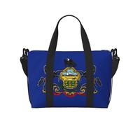 Bolsa de viaje con estampado de la bandera del estado de Pensilvania, bolsa de equipaje, bolsa de gimnasio, bolsa de fin de semana, color negro, talla única, Negro, One Size