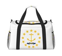 Bolsa de viaje con estampado de la bandera del estado de Rhode Island, bolsa de fin de semana, bolsa de gimnasio, bolsa de noche, artículos esenciales de viaje para mujeres y hombres, Black, Talla