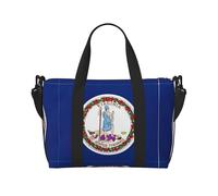 Bolsa de viaje con estampado de la bandera del estado de Virginia, bolsa de lona de entrenamiento, bolsa de hombro para noche, bolsa de fin de semana para mujeres y hombres, Negro -, Talla única