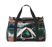 Bolsa de viaje con estampado de lago, bolsa de fin de semana, bolsa de gimnasio, bolsa de noche, artículos esenciales de viaje para mujeres y hombres, Black, Talla única