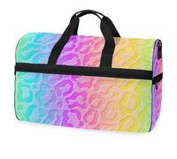 Bolsa de viaje con estampado de leopardo arcoíris y guepardo para hombres, mujeres, niños, niñas, adolescentes, bolsa deportiva de gran tamaño con compartimento para zapatos, bolsa de entrenamiento