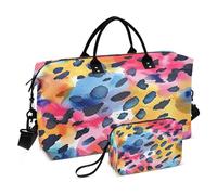 Bolsa de viaje con estampado de leopardo en acuarela para hombres y mujeres, bolsa de gimnasio con bolsa de almacenamiento, bolsa de fin de semana, bolsas de transporte para viajes, gimnasio, yoga,