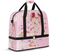 Bolsa de viaje con estampado de manzanas y flores para mujeres y hombres, bolsa de fin de semana, plegable, separada, 47 L, bolsa de mano para deportes, gimnasio, yoga, color, 47 L, Organizador de
