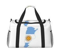 Bolsa de viaje con estampado de mapa de la bandera argentina, bolsa de gimnasio para mujer, bolsa de mano acolchada, organizador de bolsa de fin de semana, Negro -, Talla única