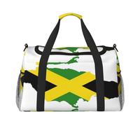 Bolsa de viaje con estampado de mapa de la bandera de Jamaica, bolsa de gimnasio para mujer, bolsa de mano acolchada, organizador de bolsa de fin de semana, Negro -, Talla única