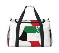 Bolsa de viaje con estampado de mapa de la bandera de Kuwait, bolsa de gimnasio para mujer, bolsa de mano acolchada, organizador de bolsa de fin de semana, Negro -, Talla única