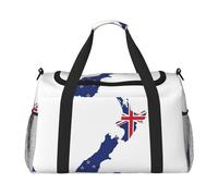 Bolsa de viaje con estampado de mapa de la bandera de Nueva Zelanda, bolsa de gimnasio para mujer, bolsa de mano acolchada, organizador de bolsa de fin de semana, Negro -, Talla única
