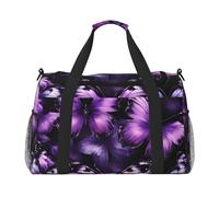 Bolsa de viaje con estampado de mariposas moradas y negras, bolsa de transporte para el gimnasio, 19.7 x 13 x 10.2 pulgadas